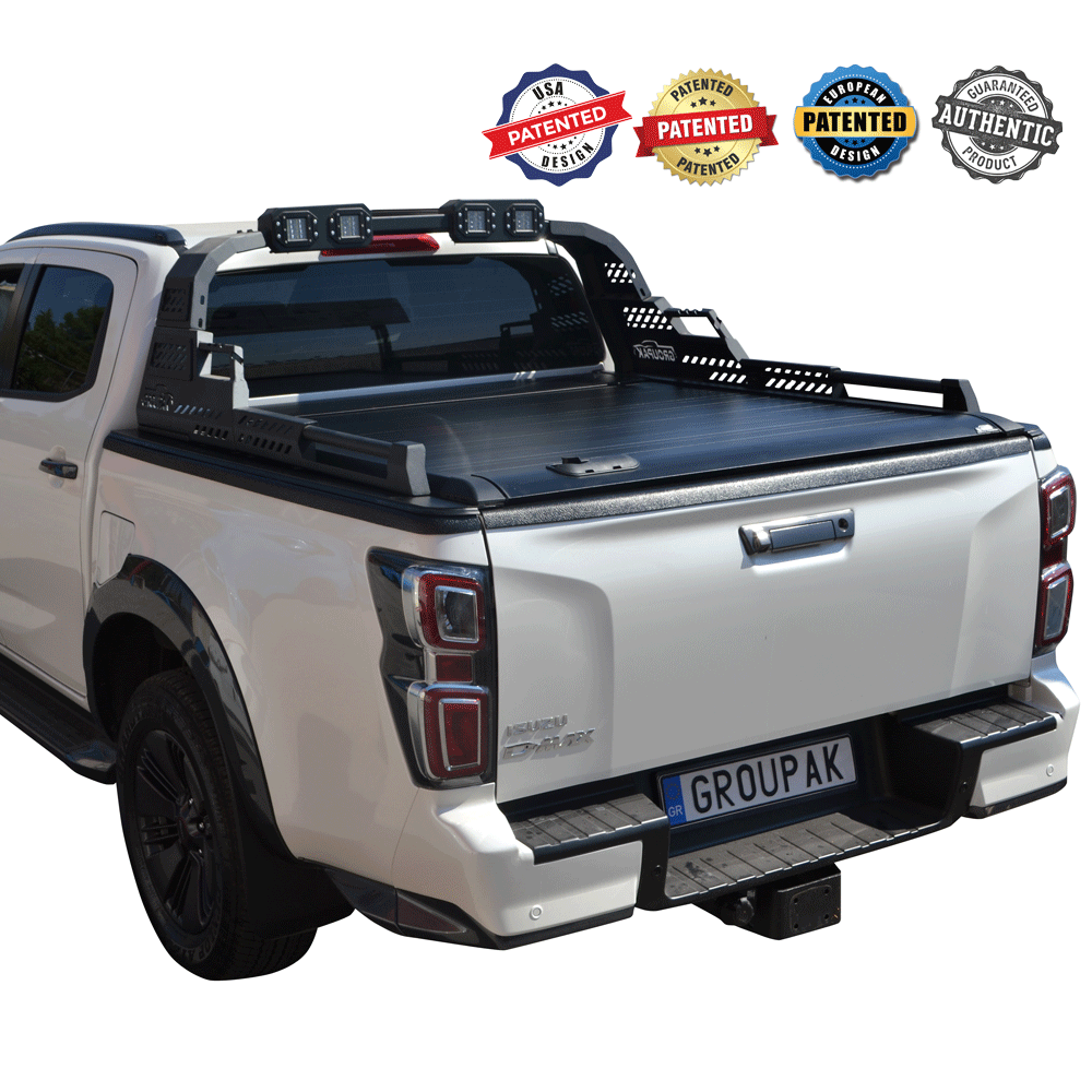 ΚΑΠΑΚΙ ΚΑΡΟΤΣΑΣ ΡΟΛΟ ΑΛΟΥΜΙΝΙΟΥ ΜΕ PREMIUM LED ROLL-BAR TEK 2 MAX 9080 ROLL+RB 430LED ISUZU D-MAX 2021+