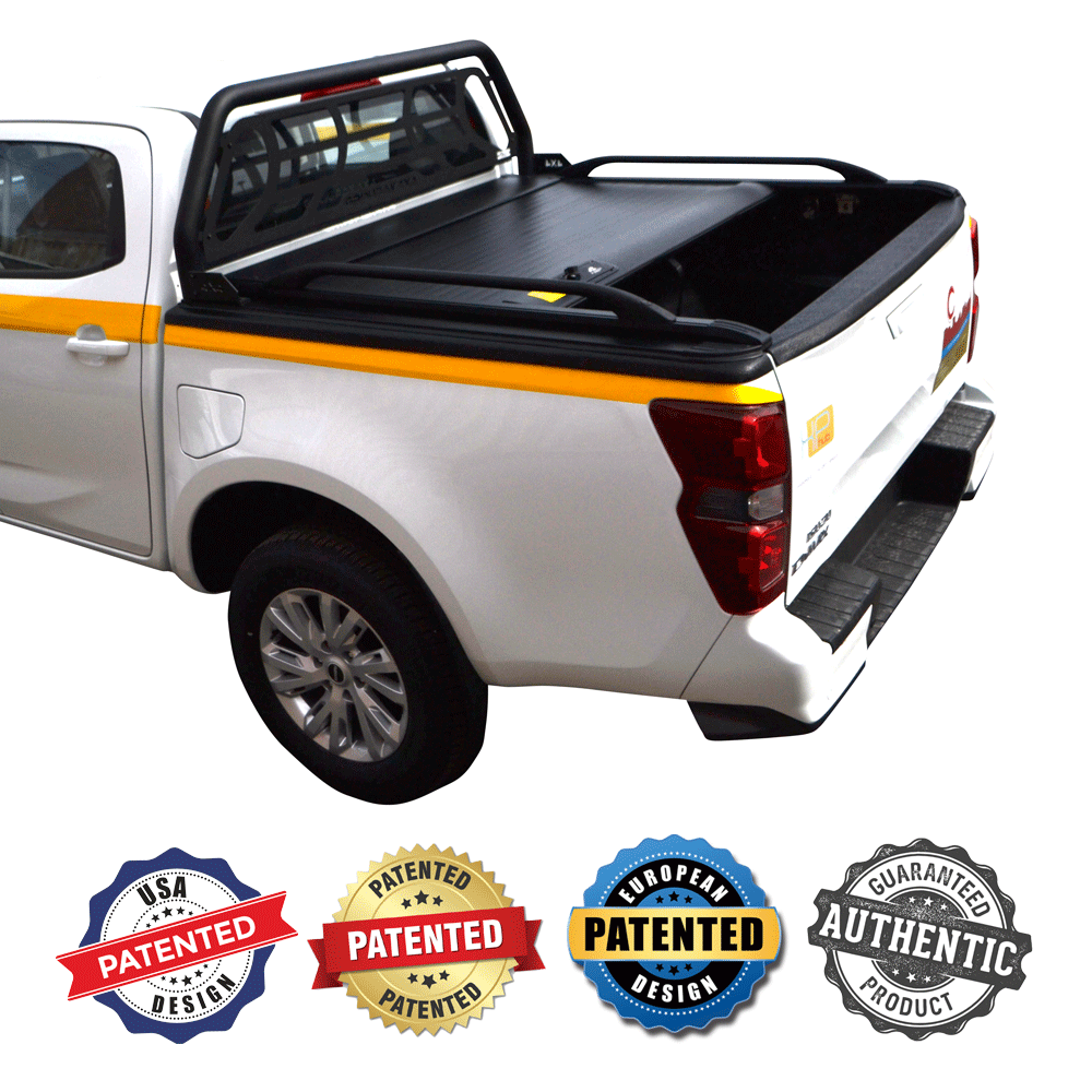 ΚΑΠΑΚΙ ΚΑΡΟΤΣΑΣ ΡΟΛΟ ΑΛΟΥΜΙΝΙΟΥ ΜΕ ΒΑΡΕΟΣ ΤΥΠΟΥ BLACK-INOX ROLL-BAR, ΑΨΙΔΑ ΤΖΑΜΙΟΥ ΚΑΙ ΚΟΥΠΑΣΤΕΣ TEK 2 MAX 9080 ROLL+RB 403BL-INOX+KOUP 115BL ISUZU D-MAX 2021+