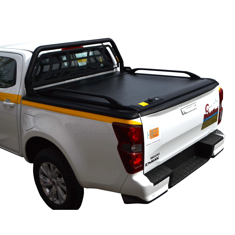 ΚΑΠΑΚΙ ΚΑΡΟΤΣΑΣ ΡΟΛΟ ΑΛΟΥΜΙΝΙΟΥ ΜΕ ΒΑΡΕΟΣ ΤΥΠΟΥ BLACK-INOX ROLL-BAR, ΑΨΙΔΑ ΤΖΑΜΙΟΥ ΚΑΙ ΚΟΥΠΑΣΤΕΣ TEK 2 MAX 9080 ROLL+RB 403BL-INOX+KOUP 115BL ISUZU D-MAX 2021+