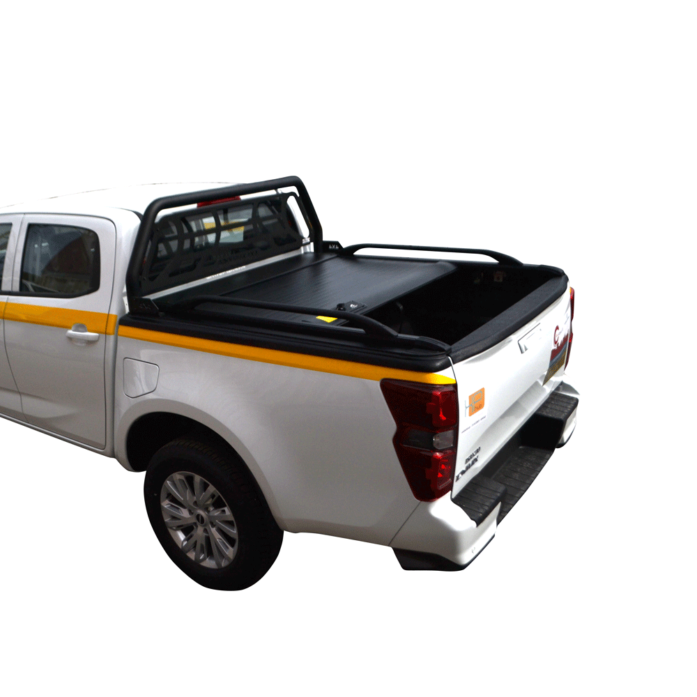 ΚΑΠΑΚΙ ΚΑΡΟΤΣΑΣ ΡΟΛΟ ΑΛΟΥΜΙΝΙΟΥ ΜΕ ΒΑΡΕΟΣ ΤΥΠΟΥ BLACK-INOX ROLL-BAR, ΑΨΙΔΑ ΤΖΑΜΙΟΥ ΚΑΙ ΚΟΥΠΑΣΤΕΣ TEK 2 MAX 9080 ROLL+RB 403BL-INOX+KOUP 115BL ISUZU D-MAX 2021+