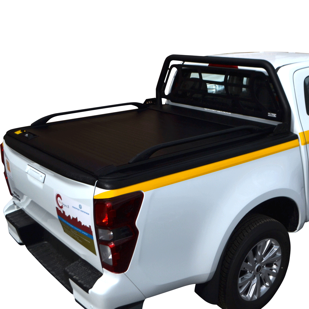 ΚΑΠΑΚΙ ΚΑΡΟΤΣΑΣ ΡΟΛΟ ΑΛΟΥΜΙΝΙΟΥ ΜΕ ΒΑΡΕΟΣ ΤΥΠΟΥ BLACK-INOX ROLL-BAR, ΑΨΙΔΑ ΤΖΑΜΙΟΥ ΚΑΙ ΚΟΥΠΑΣΤΕΣ TEK 2 MAX 9080 ROLL+RB 403BL-INOX+KOUP 115BL ISUZU D-MAX 2021+